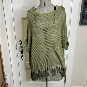 OVS Olive Green Fringe Sweater